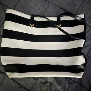 Stella and Dot Black and White Striped Tote Bag